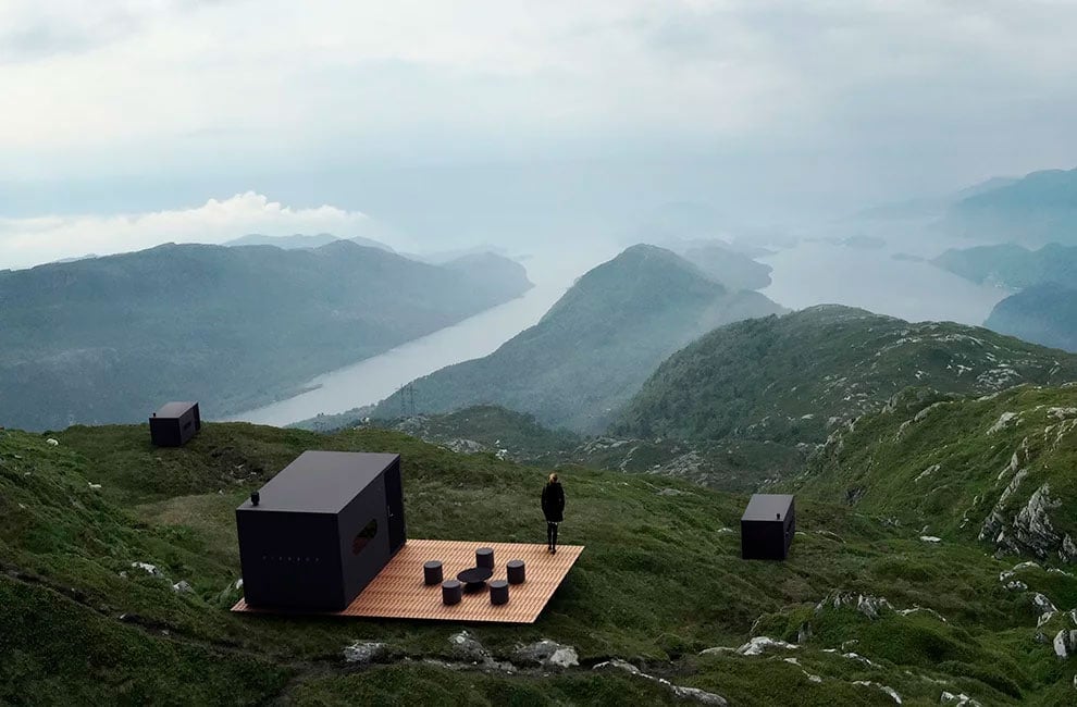 Human birdhouses let you to glimpse over the wild fjords and lush valleys of Norway